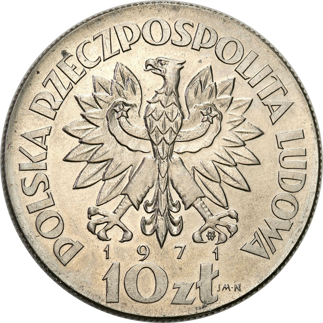 PRL. PRÓBA Nikiel 10 złotych 1971 FAO fiat panis